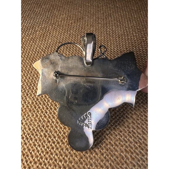 Mexico Signed Sterling Silver Grape Leaf Pin Brooch Pendant - Picture 10 of 12